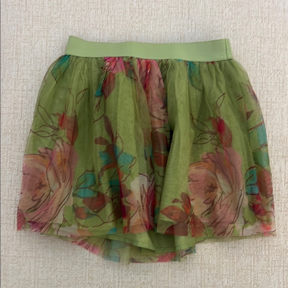 GAP Green Mini Bubble Skirt with Pleated High-Low Design for Casual